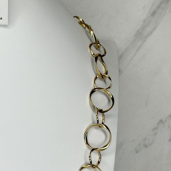 Twisted Chain Link Gold Tone Toggle Necklace - Picture 7 of 8